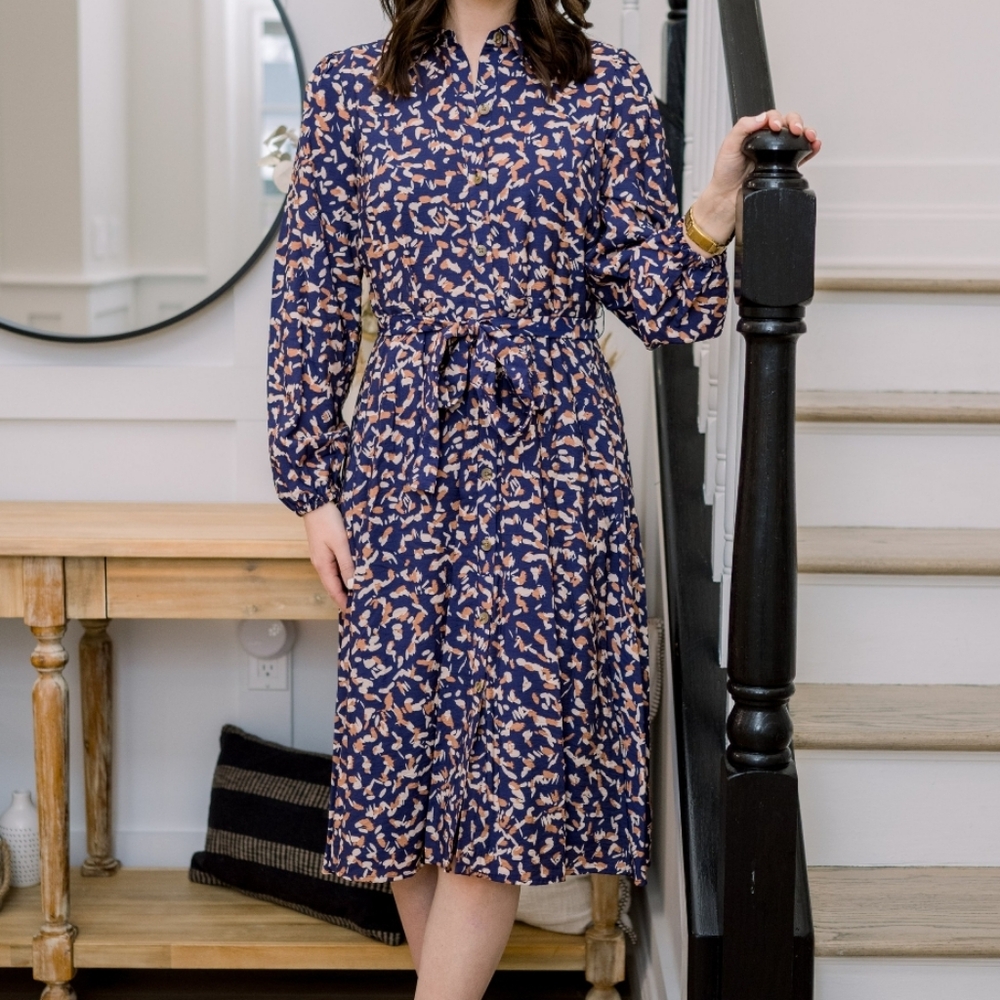 Nine West Blue and Pink Midi Dress - Picture 2 of 10